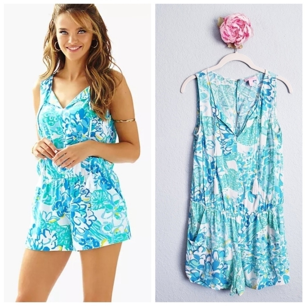 Lilly Pulitzer Blue Floral One-Piece Romper